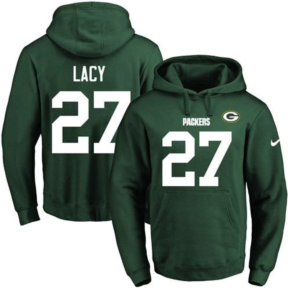 Packers #27 Eddie Lacy Green Name & Number Pullover NFL Hoodie 