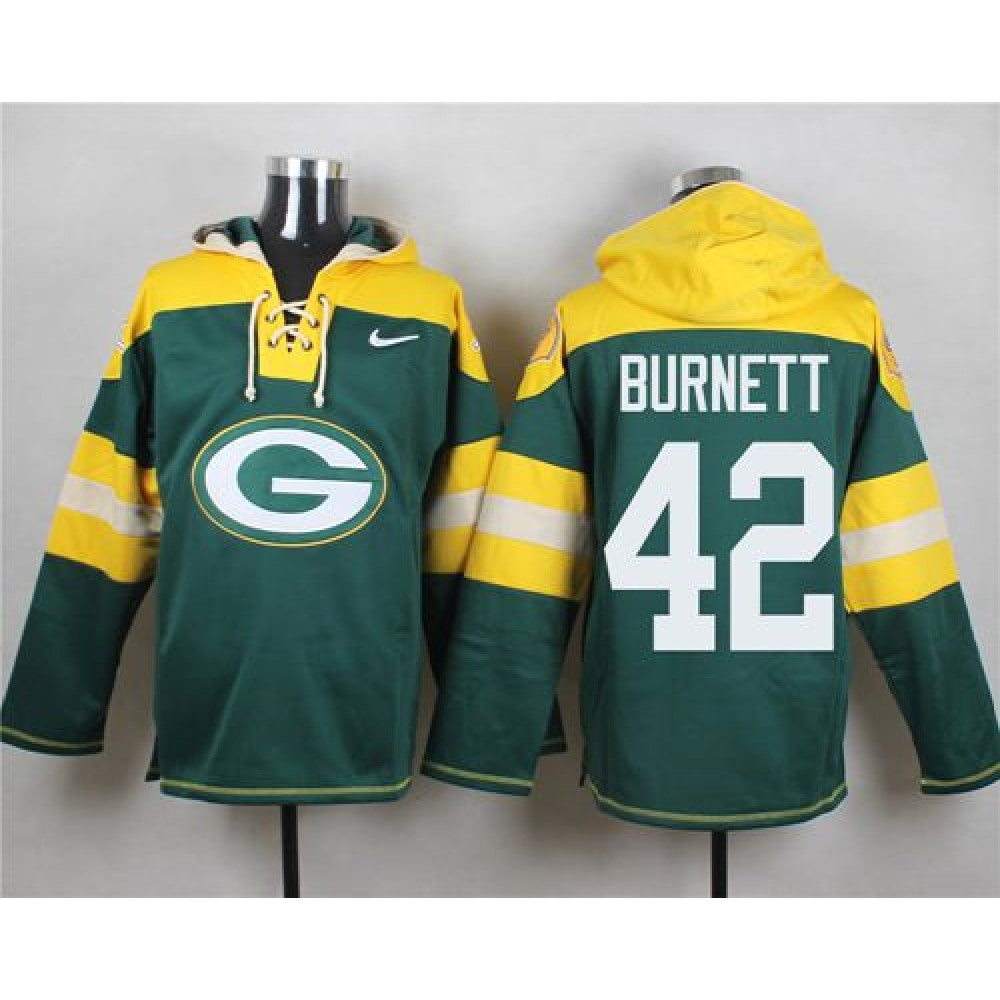 Packers #42 Morgan Burnett Green Player Pullover NFL Hoodie 