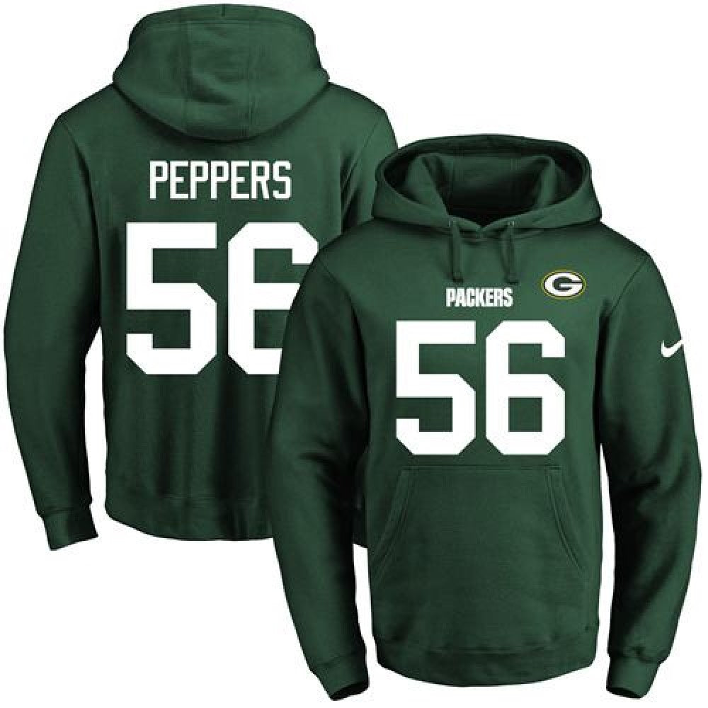 Packers #56 Julius Peppers Green Name & Number Pullover NFL Hoodie 