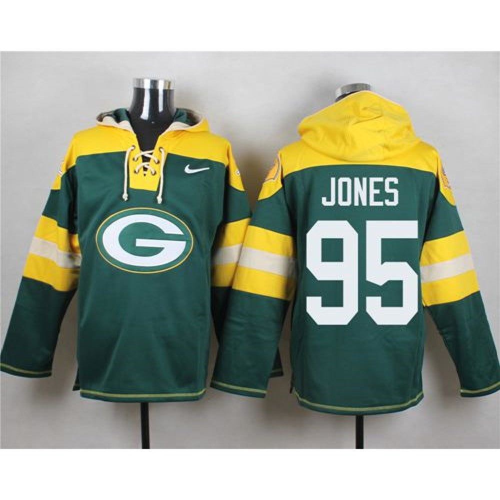 Packers #95 Datone Jones Green Player Pullover NFL Hoodie 