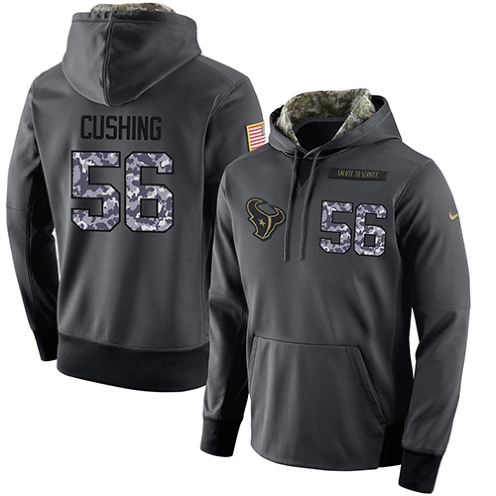NFL Men's Houston Texans #56 Brian Cushing Stitched Black Anthracite Salute to Service Player Performance Hoodie 