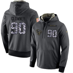NFL Men's Houston Texans #90 Jadeveon Clowney Stitched Black Anthracite Salute to Service Player Performance Hoodie 
