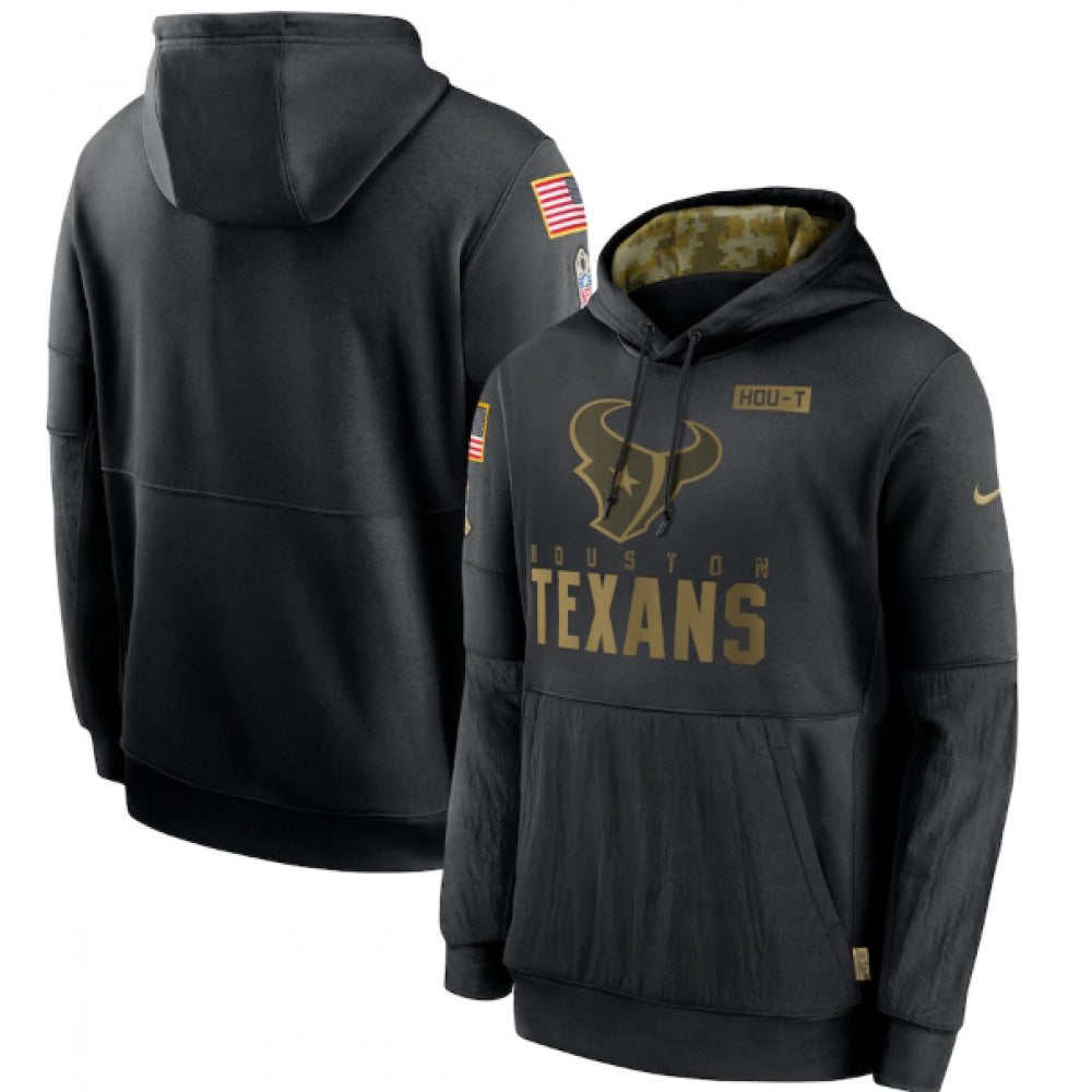 Men's Houston Texans 2020 Black Salute to Service Sideline Performance Pullover Hoodie 