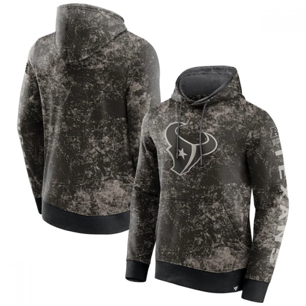 Men's Houston Texans Black/Gray Blackout Tonal Pullover Hoodie 
