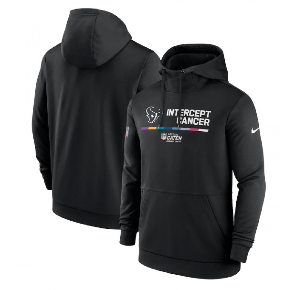 Men's Houston Texans 2022 Black Crucial Catch Therma Performance Pullover Hoodie 