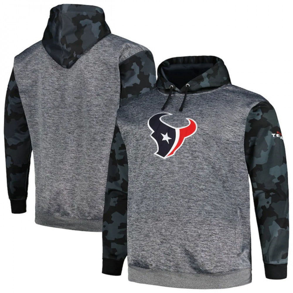 Men's Houston Texans Heather Charcoal Big & Tall Camo Pullover Hoodie 