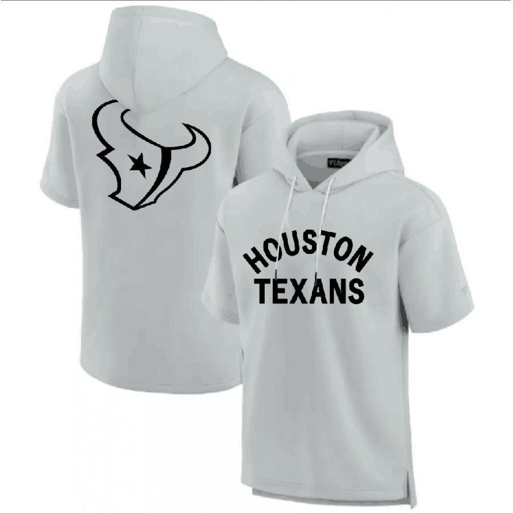 Men's Houston Texans Gray Super Soft Fleece Short Sleeve Hoodie 