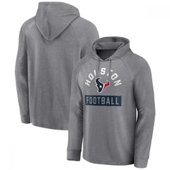 Men's Houston Texans Heathered Gray No Time Off Raglan Pullover Hoodie 