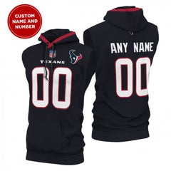 Men's Houston Texans Customized Navy Limited Edition Sleeveless Hoodie 