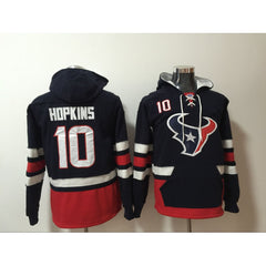 Men's Houston Texans #10 DeAndre Hopkins Navy Blue All Stitched NFL Hoodie Sweatshirt 
