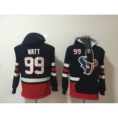 Men's Houston Texans #99 J.J. Watt Navy Blue All Stitched NFL Hoodie Sweatshirt 