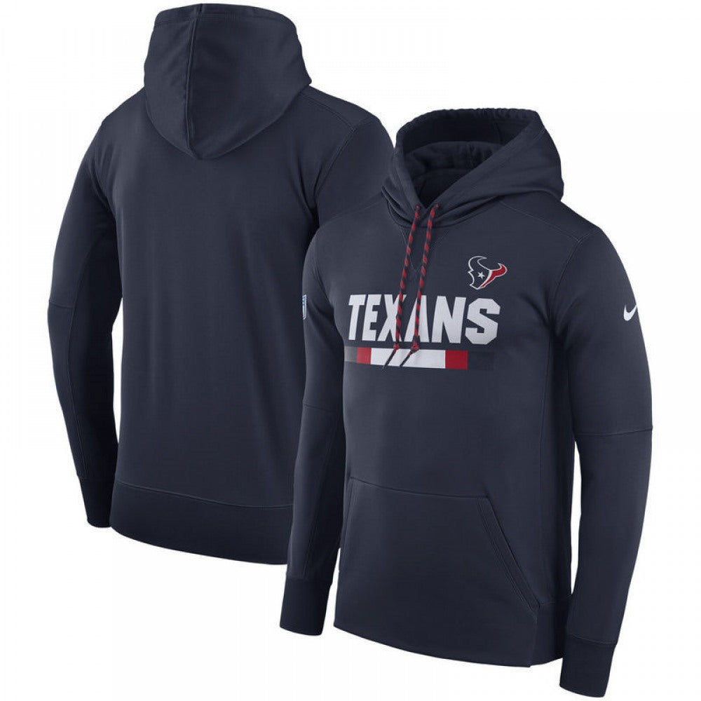 Men's Houston Texans Navy Sideline Team Name Performance Pullover Hoodie 