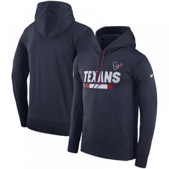 Men's Houston Texans Navy Sideline Team Name Performance Pullover Hoodie 
