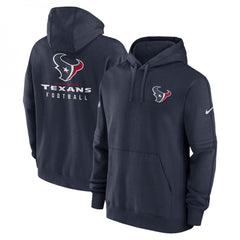 Men's Houston Texans Navy Sideline Club Fleece Pullover Hoodie 