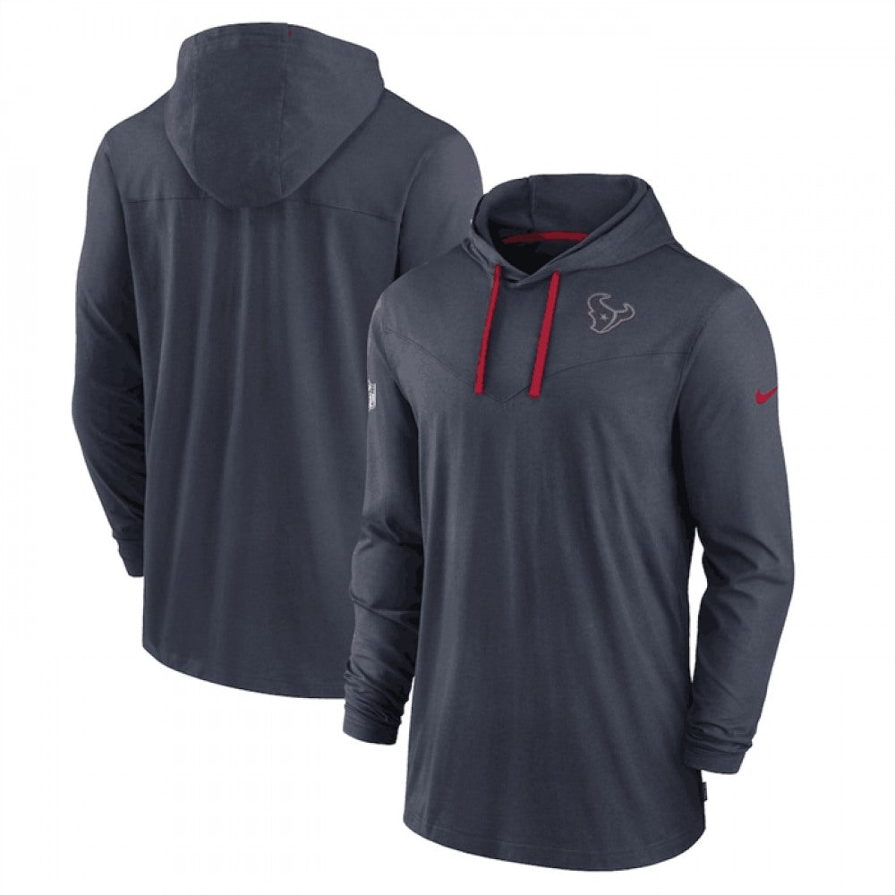 Men's Houston Texans Navy Sideline Pop Performance Pullover Long Sleeve Hoodie T-Shirt 