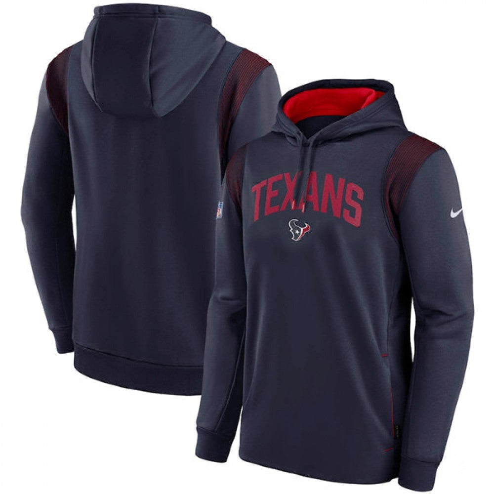 Men's Houston Texans Navy Sideline Stack Performance Pullover Hoodie 001 