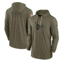 Men's Houston Texans 2022 Olive Salute to Service Tonal Pullover Hoodie 