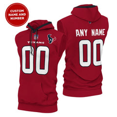Men's Houston Texans Customized Red Limited Edition Sleeveless Hoodie 