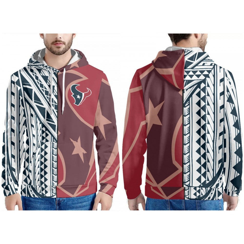 Men's Houston Texans Red/Black/White Pullover Hoodie 