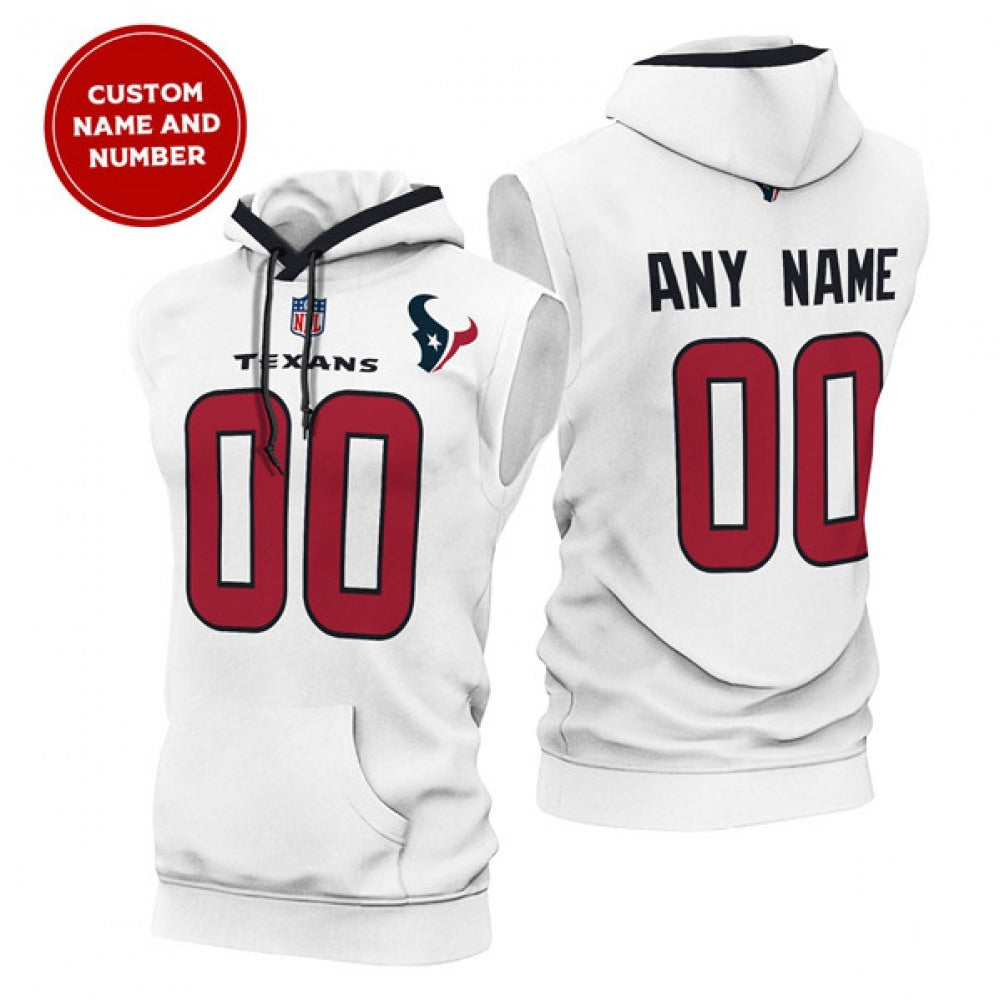Men's Houston Texans Customized White Limited Edition Sleeveless Hoodie 