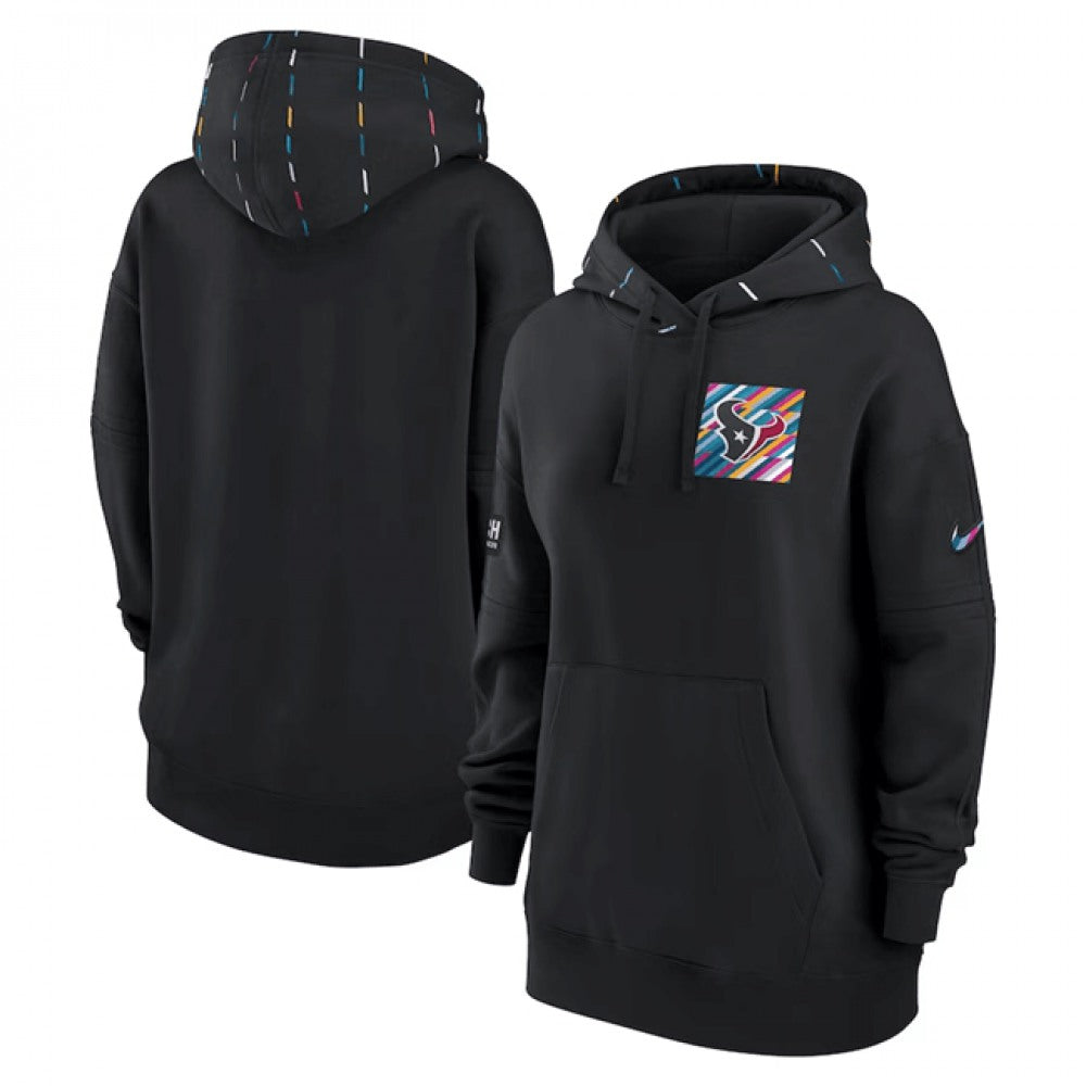 Women's Houston Texans Black 2023 Crucial Catch Club Pullover Hoodie(Run Small) 