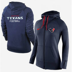 Women's Houston Texans Full-Zip Performance Hoodie Dark Blue 