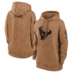 Women's Houston Texans 2023 Brown Salute to Service Pullover Hoodie(Run Small) 