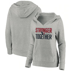 Women's Houston Texans Heather Gray Stronger Together Crossover Neck Pullover Hoodie(Run Small) 