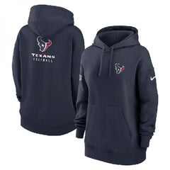 Women's Houston Texans Navy Sideline Club Fleece Pullover Hoodie(Run Small) 