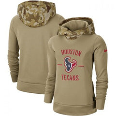 Women's Houston Texans Khaki 2019 Salute to Service Therma Pullover Hoodie(Run Small) 