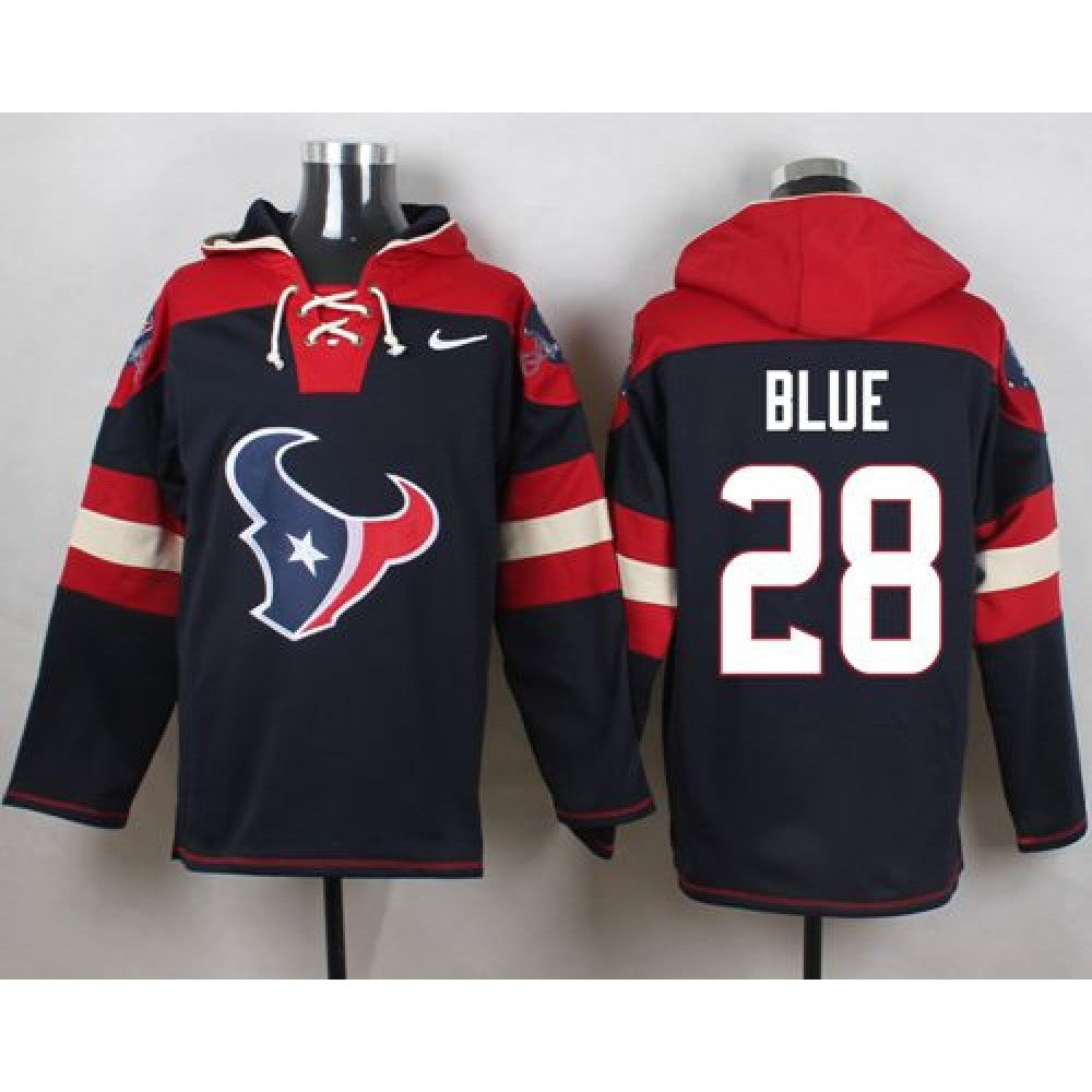 Texans #28 Alfred Blue Navy Blue Player Pullover NFL Hoodie 