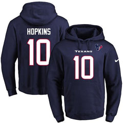 Texans #10 DeAndre Hopkins Navy Blue Name & Number Pullover NFL Hoodie 