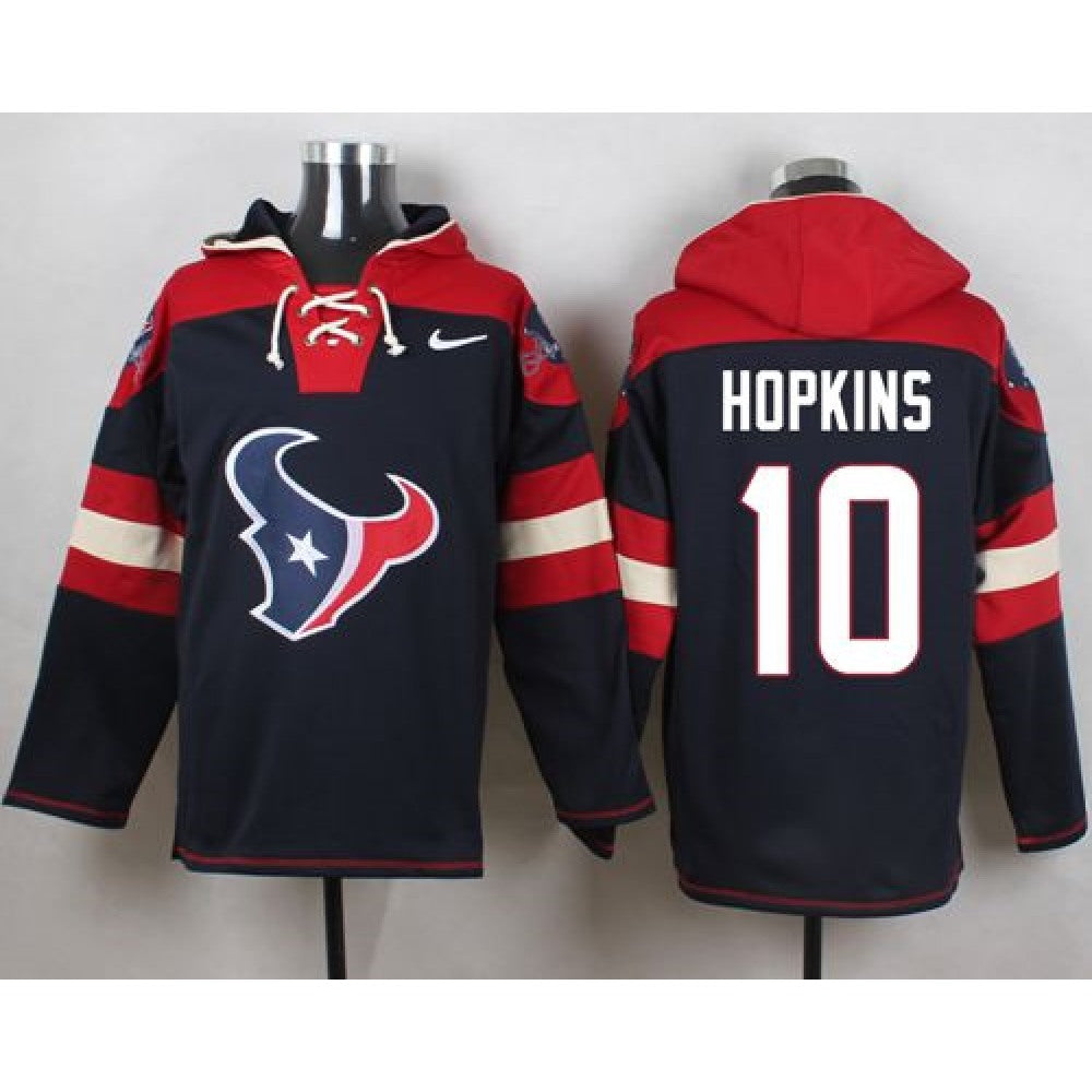 Texans #10 DeAndre Hopkins Navy Blue Player Pullover NFL Hoodie 