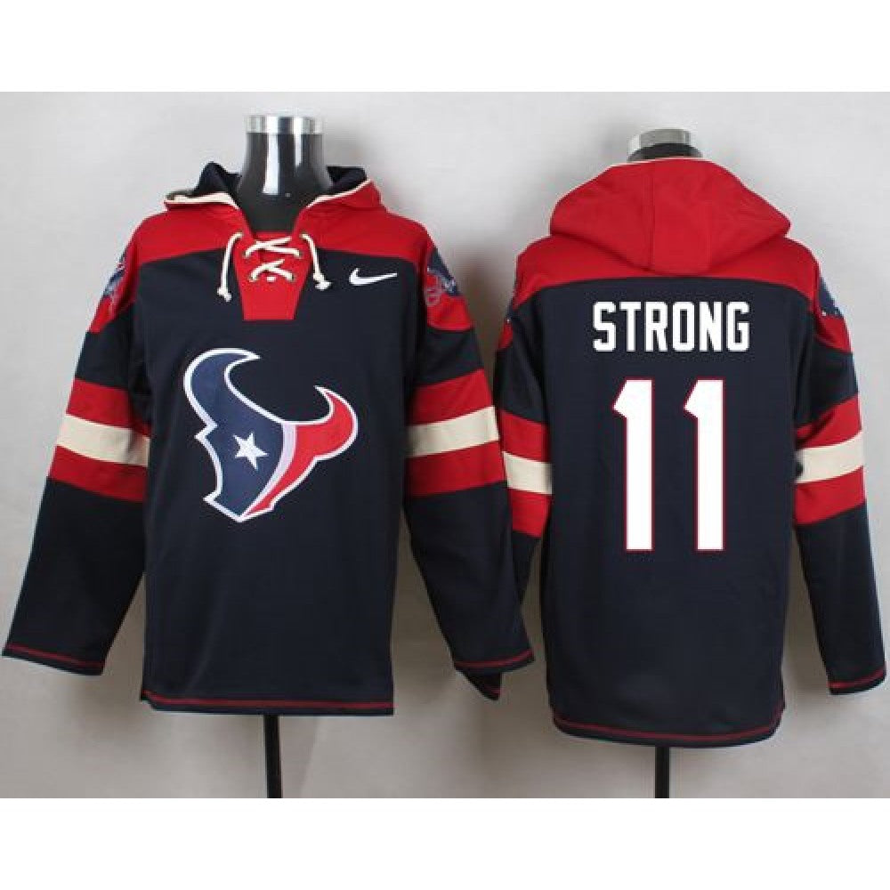 Texans #11 Jaelen Strong Navy Blue Player Pullover NFL Hoodie 
