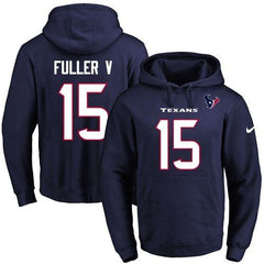 Texans #15 Will Fuller V Navy Blue Name & Number Pullover NFL Hoodie 