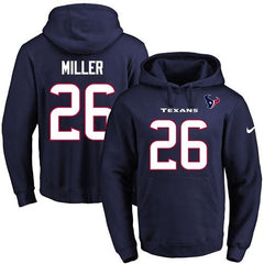 Texans #26 Lamar Miller Navy Blue Name & Number Pullover NFL Hoodie 