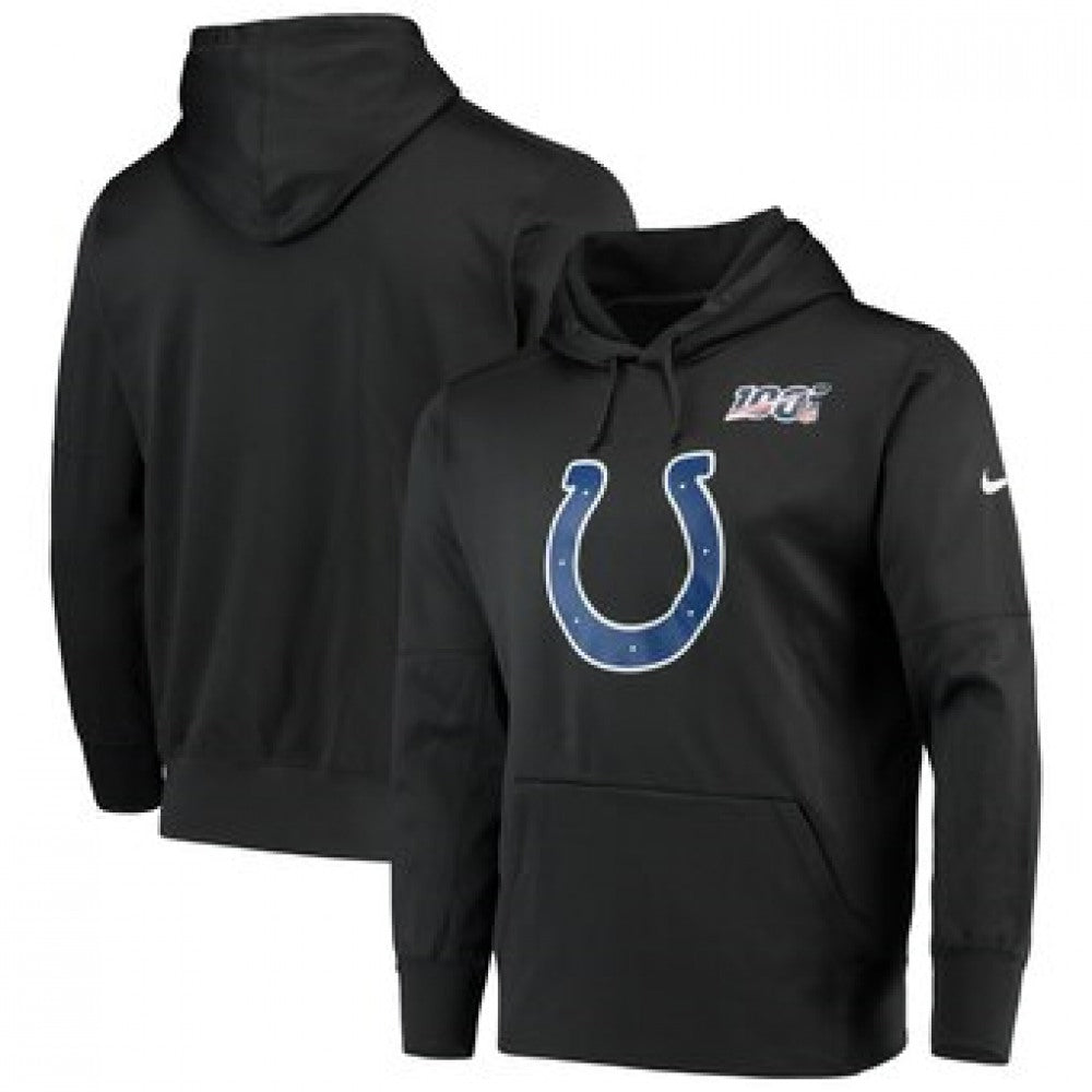Men's Indianapolis Colts Anthracite 100th Season Primary Logo Circuit Performance NFL Pullover Hoodie 