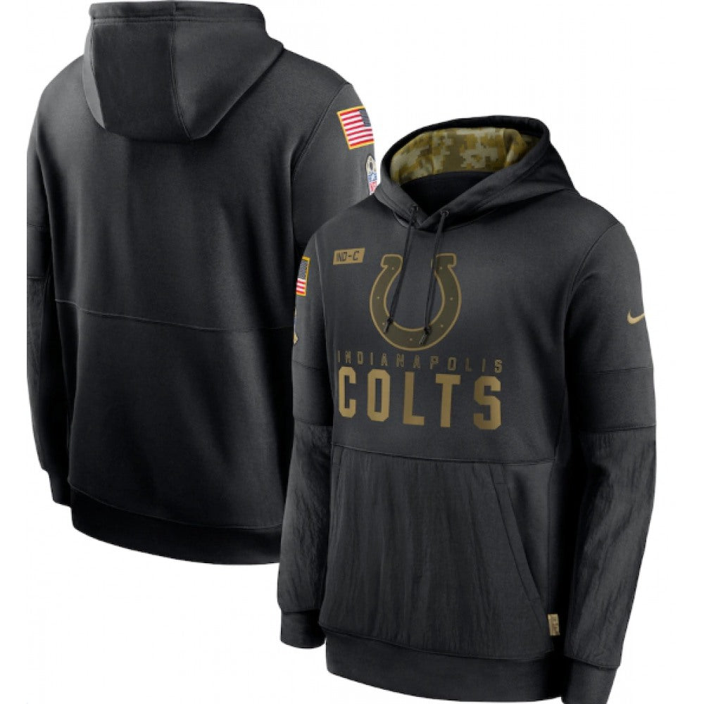 Men's Indianapolis Colts 2020 Black Salute to Service Sideline Performance Pullover Hoodie 