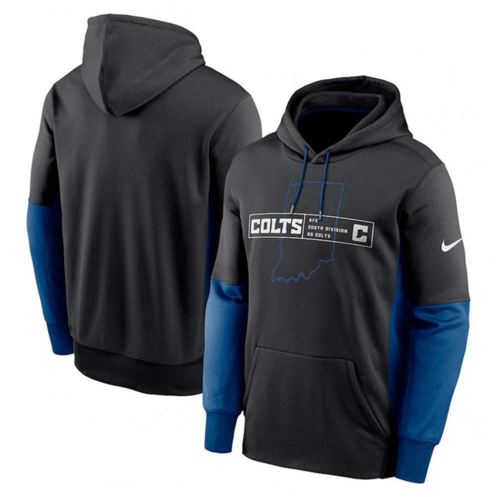 Men's Indianapolis Colts Black Color Block Fleece Performance Pullover Hoodie 