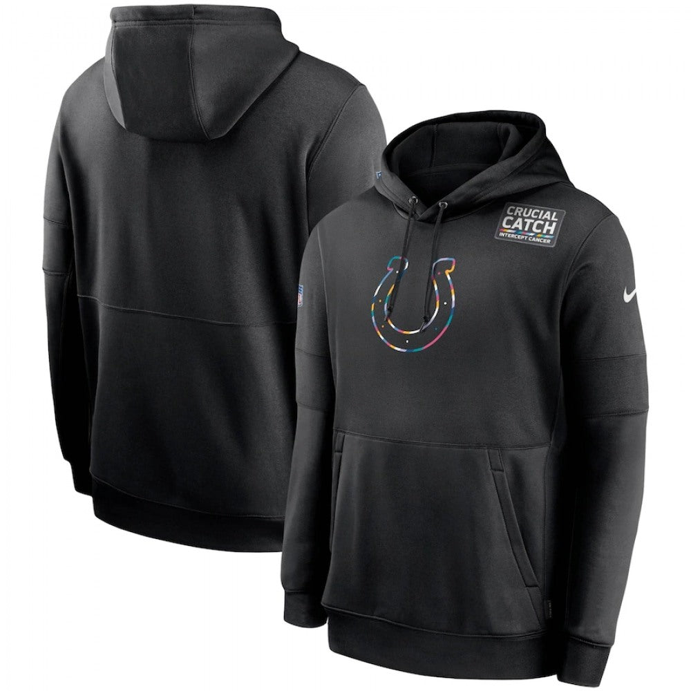 Men's Indianapolis Colts 2020 Black Crucial Catch Sideline Performance Pullover Hoodie 