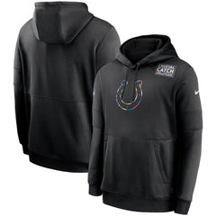 Men's Indianapolis Colts 2020 Black Crucial Catch Sideline Performance Pullover Hoodie 