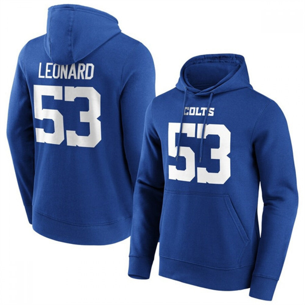Men's Indianapolis Colts #53 Shaquille Leonard Blue Hoodie 