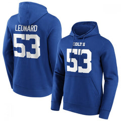 Men's Indianapolis Colts #53 Shaquille Leonard Blue Hoodie 