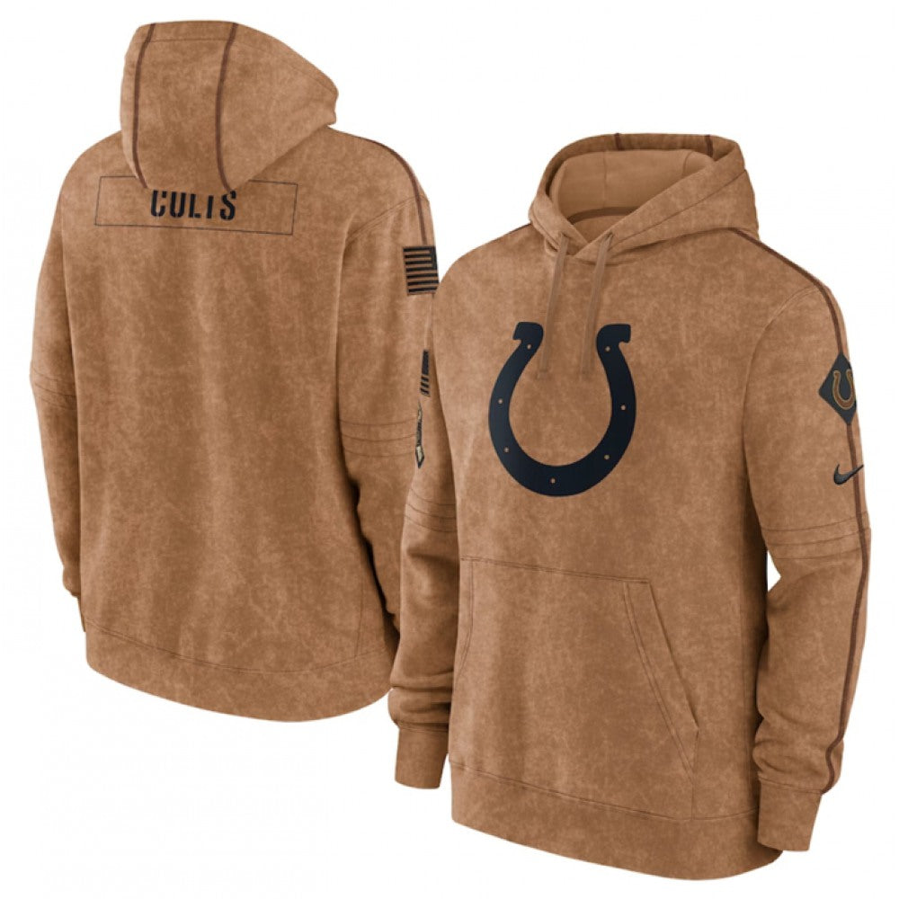 Men's Indianapolis Colts 2023 Brown Salute to Service Pullover Hoodie 