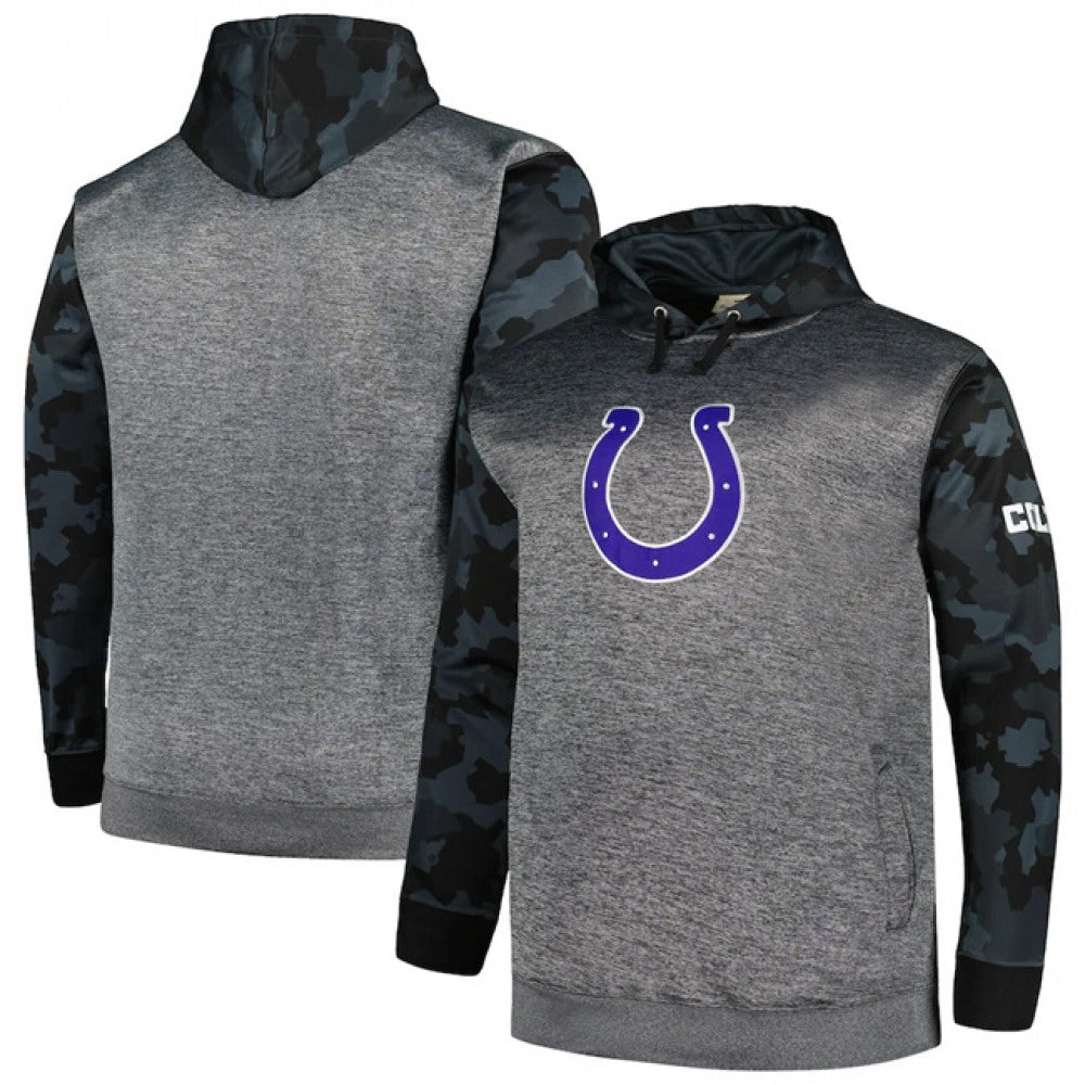 Men's Indianapolis Colts Heather Charcoal Big & Tall Camo Pullover Hoodie 