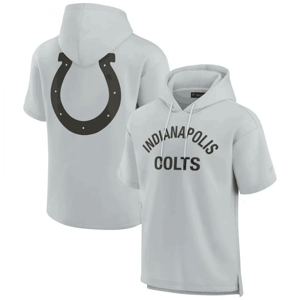 Men's Indianapolis Colts Gray Super Soft Fleece Short Sleeve Hoodie 