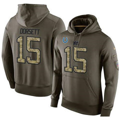 NFL Men's Indianapolis Colts #15 Phillip Dorsett Stitched Green Olive Salute To Service KO Performance Hoodie 