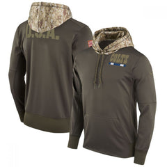 Men's Indianapolis Colts Olive Salute to Service Sideline Therma Pullover Hoodie 