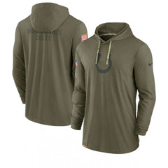 Men's Indianapolis Colts 2022 Olive Salute to Service Tonal Pullover Hoodie 