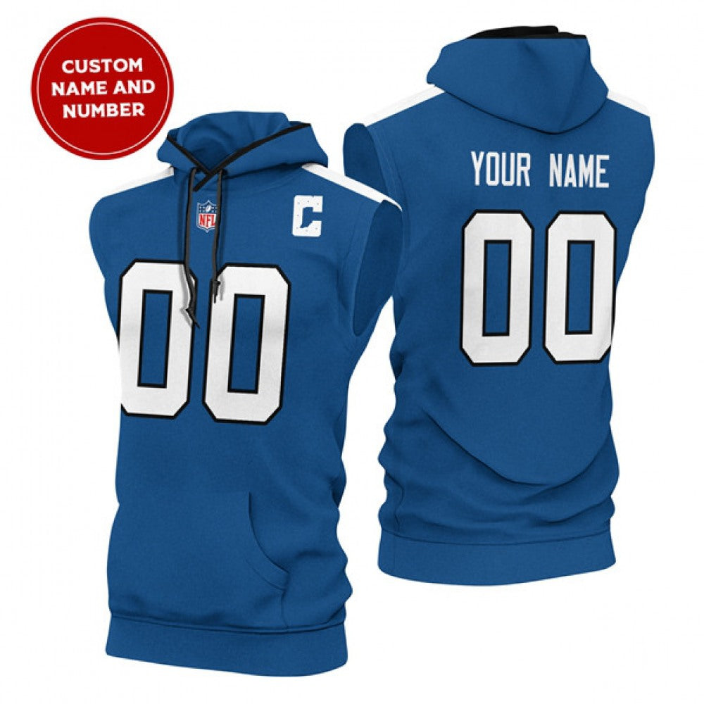 Men's Indianapolis Colts Customized Royal Limited Edition Sleeveless Hoodie 
